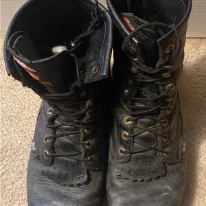 Justin Black Leather Lace-Up Boots